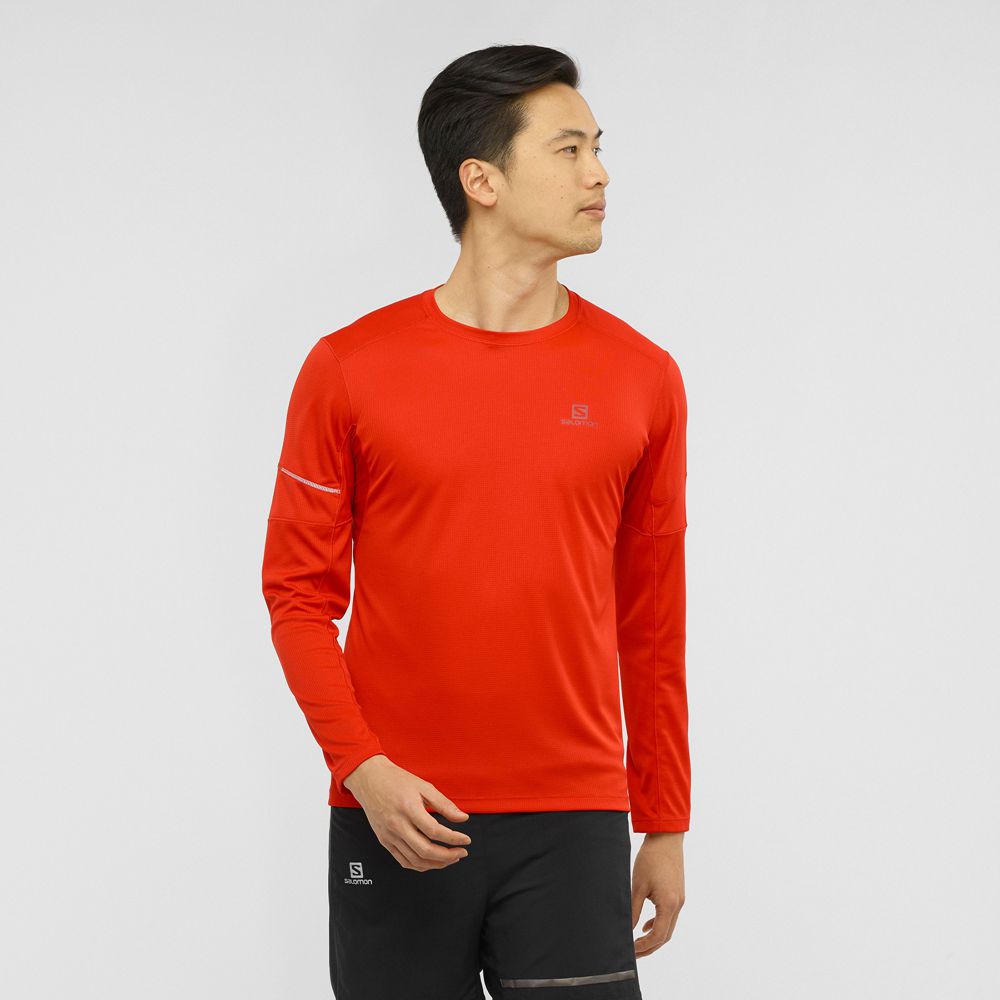 Tops Salomon Homme Orange - Salomon AGILE LS M - France (7263-UHNDY)